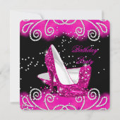 素晴らしいピンクハイヒール誕生日パーティー 招待状 (裏面)
