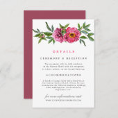 素晴らしいピンクプー結婚ニーフローラ詳細 招待状 (正面/裏面)
