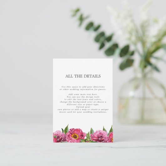 素晴らしいピンクマゼンタピーニーすべての詳細 エンクロージャーカード (スタンド正面)