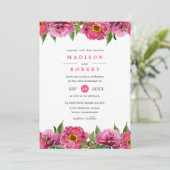 素晴らしいピンクマゼンタ牡丹の花シック結婚ズ 招待状 (スタンド正面)