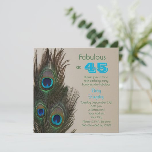 素晴らしいピーコック45th誕生日パーティーの招待状 招待状 (スタンド正面)