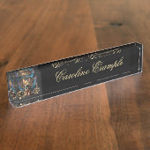 素晴らしいファンタジースチームパンク猫。 デスクネームプレート (側面)