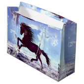 素晴らしいファンタジー馬のビーチ ラージペーパーバッグ (正面アングル)