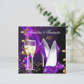 素晴らしいファンタスティックモダンパープル金ゴールド誕生日 招待状 (スタンド正面)