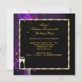 素晴らしいファンタスティックモダンパープル金ゴールド誕生日 招待状 (裏面)