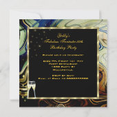 素晴らしいファンタスティック抽象芸術ブルー金ゴールドベージュパーティー 招待状 (裏面)