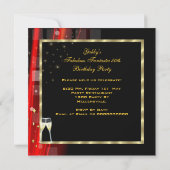 素晴らしいファンタスティック赤金ゴールドモダン誕生日パーティー 招待状 (裏面)