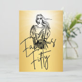 素晴らしいフィフティウーマン金ゴールドスケッチ50誕生日 招待状 (スタンド正面)