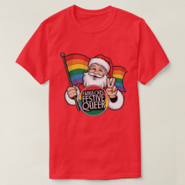 素晴らしいフェスティバル同性愛者レインボーサンタ Tシャツ