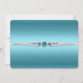 素晴らしいフォトバースデーパーティーティール(緑がかった色)ブルー 招待状 (裏面)