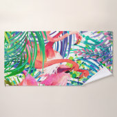 素晴らしいフラミンゴ水の色のイラストレーション。アフリカ バスタオル (バスタオル)