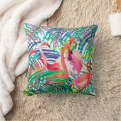 素晴らしいフラミンゴ水彩イラストレーション。アフリカ クッション (ブランケット)