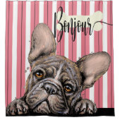 素晴らしいフレンキフランスのーのブルドッグシャワーカーテン シャワーカーテン (正面)