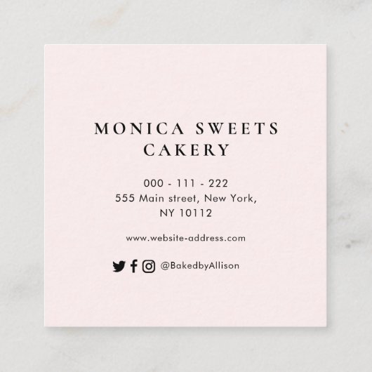 素晴らしいフローラグリッターカスタムケーカー スクエア名刺 (裏面)