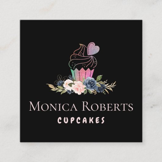素晴らしいフローラグリッターカスタムケーカー スクエア名刺 (正面)
