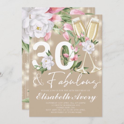 素晴らしいフローラ30th誕生日パーティー 招待状 (正面/裏面)