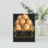 素晴らしいブラック金ゴールドバルーン誕生日パーティー 招待状 (スタンド正面)