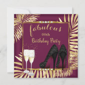 素晴らしいブルゴーニュ金ゴールドパームズゼブラシャンパーニュパーティー 招待状 (正面)