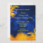 素晴らしいブルーイエローマスカレード誕生日パーティー 招待状 (裏面)