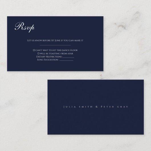 素晴らしいブルー、結婚式の出欠届けカードを保存 エンクロージャーカード (正面/裏面)