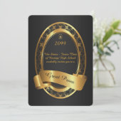 、素晴らしいプロム年長後輩、プロムエレガントな灰色、金ゴールド 招待状 (スタンド正面)