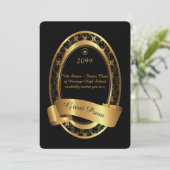 、素晴らしいプロム年長後輩、プロムエレガントな黒、金ゴールド 招待状 (スタンド正面)