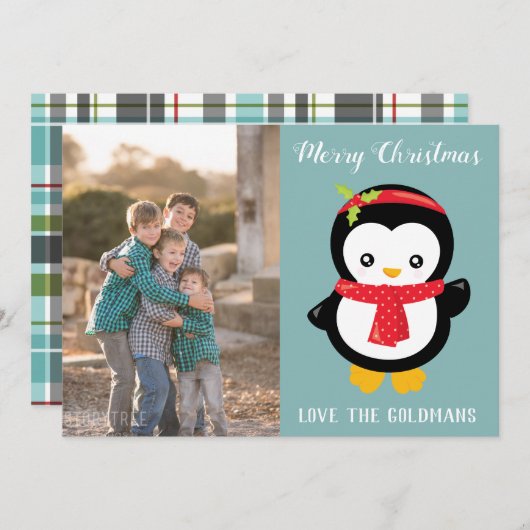 素晴らしいペンギンのクリスマス写真 シーズンカード (正面/裏面)