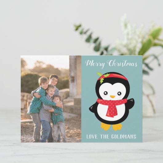 素晴らしいペンギンのクリスマス写真 シーズンカード (スタンド正面)
