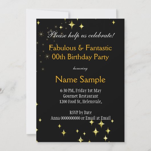 素晴らしいホットピンクグリッターディババースデーパーティー 招待状 (裏面)