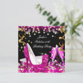 素晴らしいホットピンクグリッターハイヒール50誕生日 招待状 (スタンド正面)