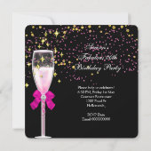 素晴らしいホットピンクヒール金ゴールドブラックバースデーパーティー 招待状 (裏面)