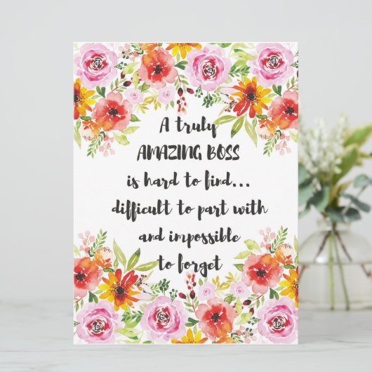 素晴らしいボス引用文素晴らしボス感謝ギフト カード (スタンド正面)