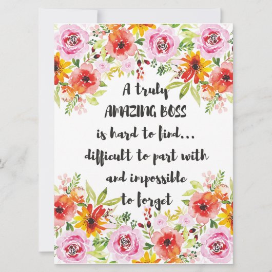 素晴らしいボス引用文素晴らしボス感謝ギフト カード (正面)