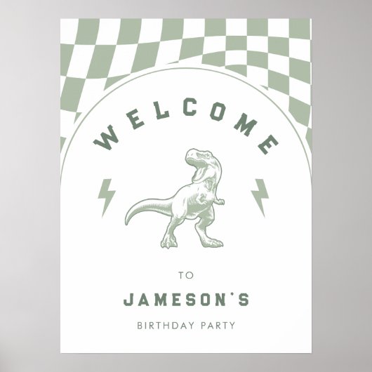 素晴らしいボーイズ恐竜グリーン誕生日歓迎 ポスター (正面)