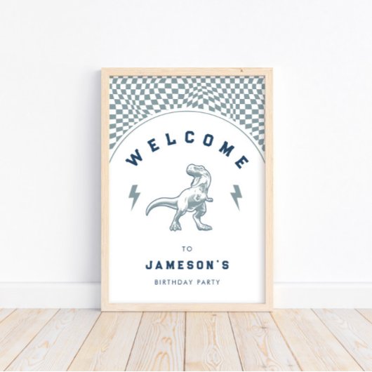 素晴らしいボーイズ恐竜ブルー誕生日へようこそ ポスター