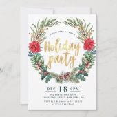 素晴らしいポインセチアフローラホリデーパーティー 招待状 (正面)