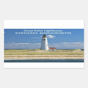 素晴らしいポイント灯台、NantucketのMAのステッカー 長方形シール