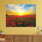 素晴らしいポピー畑の夕日の地平線 キャンバスプリント (インサイチュ (リビング))