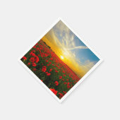 素晴らしいポピー畑の夕日の地平線 スタンダードカクテルナプキン (角)