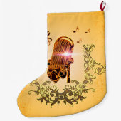 素晴らしいマイクロフォンおよびクレフ、音符記号 ラージクリスマスストッキング (裏面)