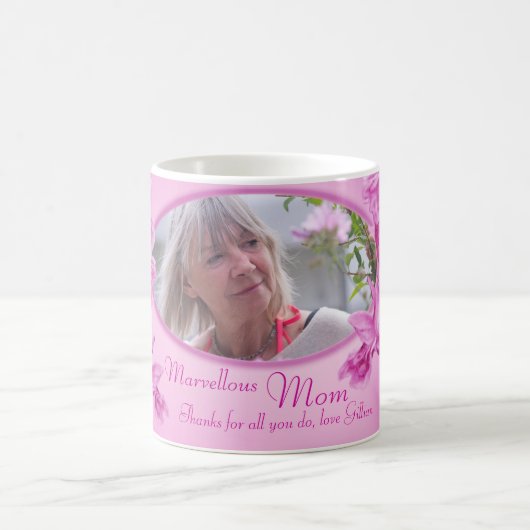 素晴らしいママ紫の蘭の写真のマグカップ コーヒーマグカップ (中央)