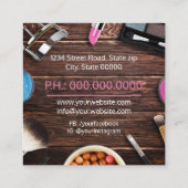 素晴らしいメイクアップアーティストウッドデスクスクエアビジネスCa スクエア名刺 (裏面)