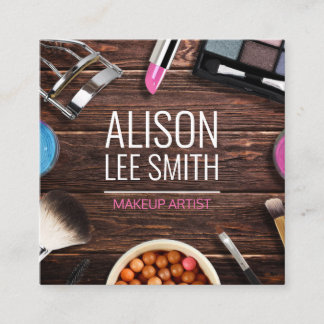 素晴らしいメイクアップアーティストウッドデスクスクエアビジネスCa スクエア名刺
