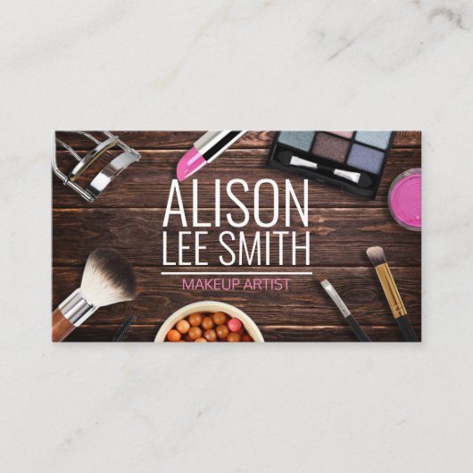 素晴らしいメイクアップアーティストウッドデスク名刺 名刺 (正面)