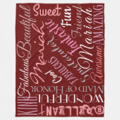 素晴らしいメイド・オブ・オーナー（花嫁付き添い人）パーソナライズ名'nワード フリースブランケット (正面)