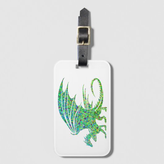 素晴らしいモザイクグリーン・ドラゴン ラゲッジタグ (正面縦)