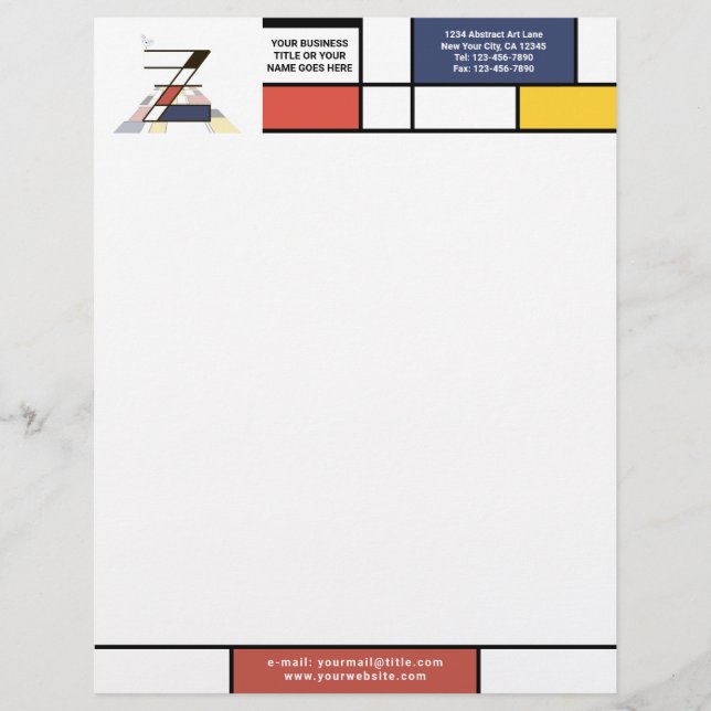 素晴らしいモダンアートモノグラム。文字Z レターヘッド (正面)