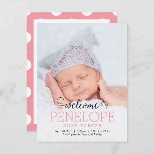 素晴らしいモダン誕生の発表 案内ポストカード (正面/裏面)