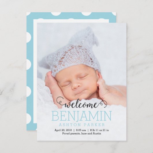 素晴らしいモダン誕生の発表 案内ポストカード (正面/裏面)