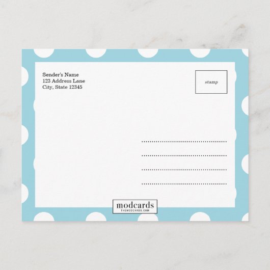 素晴らしいモダン誕生の発表 案内ポストカード (裏面)